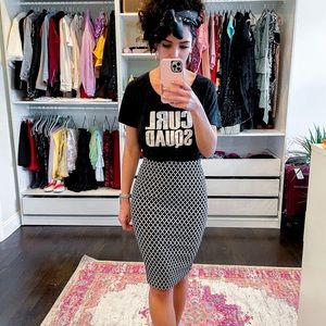 Black and white midi skirt